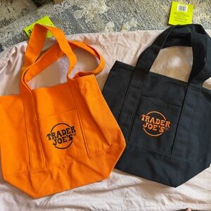 Trader Joe's Orange and Black Tote Bags